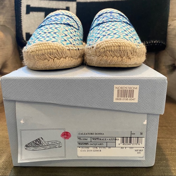 Prada Embroidered Logo Espadrille Mule Flats - Picture 10 of 10